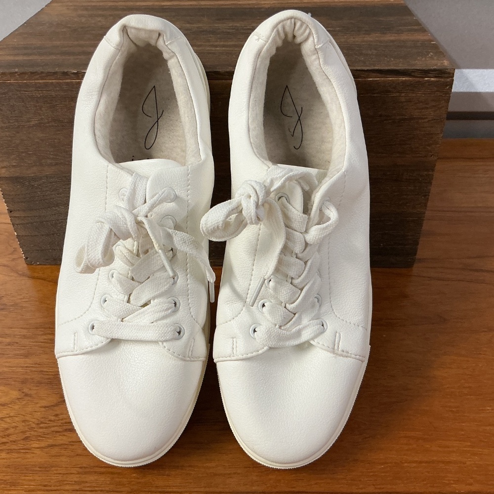 Joie Women Harvard White Leather Classic Lined Court Laced Sneaker Size 9